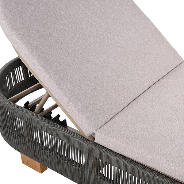 English Elm Christopher Knight Home® - Outdoor Adjustable Chaise Lounge Chair Set Of 2 - Stylish Acacia Wood With Grey Rope & Iron Accents N770P298695G002