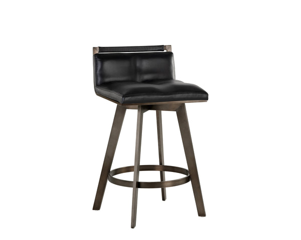 Sunpan Arizona Swivel Barstool - Stylish Art Deco Design with Antique Brass Finish and 360-Degree Comfort Castillo Black