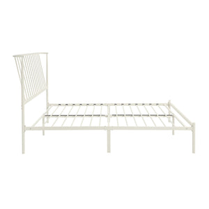 English Elm Metal Queen Platform Bed Matte Powder Coat Angled Headboard Low Profile Frame White B011P261198