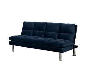 English Elm Contemporary Microfiber Futon Sofa Converts to Bed with Chrome Legs, Compact Space-Saving Design, Durable Upholstery Navy 40 L x 67 W x 8 H B2741P363788