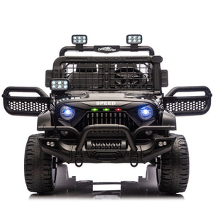 English Elm 24v Dual Motor Two Seat Kids Electric Ride on Car with Remote Control and Bluetooth Audio Black W1578P305897