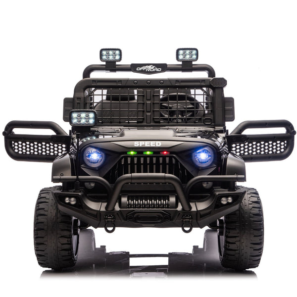 English Elm 24v Dual Motor Two Seat Kids Electric Ride on Car with Remote Control and Bluetooth Audio Black W1578P305897