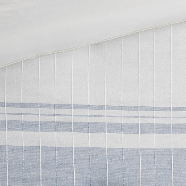 JLA Home Harbor House Blue - 6 Oversized Cotton Jacquard Comforter Set – Coastal Farmhouse 6-Piece Bed Ensemble, Hypoallergenic, OEKO-TEX Certified 90 L x 80 W x 1.5H HH10-1864