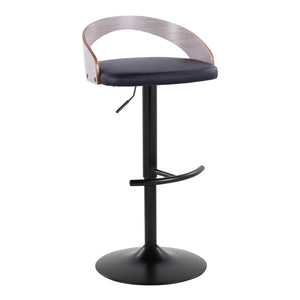 English Elm Grotto Adjustable Barstool Set Of 2 - Modern Swivel Design In Black Metal & Grey Wood For Home Bars B202S00906