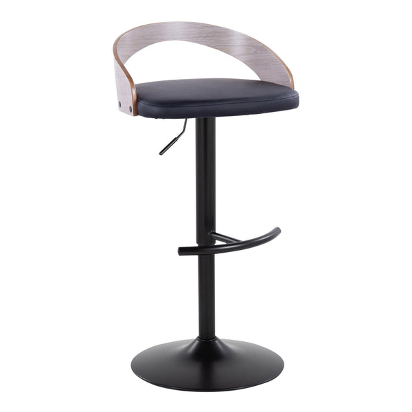 English Elm Grotto Adjustable Barstool Set Of 2 - Modern Swivel Design In Black Metal & Grey Wood For Home Bars B202S00906