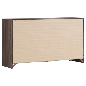 English Elm Sherwood Barrel Oak Six-Drawer Dresser with Smooth Hardware, Modern Silhouette for Chic Storage B062P375391