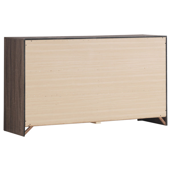 English Elm Sherwood Barrel Oak Six-Drawer Dresser with Smooth Hardware, Modern Silhouette for Chic Storage B062P375391