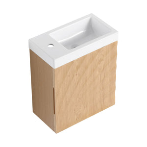 English Elm 18.5" Wall-Mounted Bathroom Vanity With Soft-Close Door & Resin Sink For Coastal Charm & Storage W1972P362136