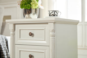 English Elm Farmhouse Rustic Nightstand with Built-in Charging Station Barn Wood Grain Storage White W2393P324436