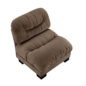 English Elm Flora Armless Chenille Sofa Pleated Back Modular Seating for Compact Living Rooms Brown W5656P454504