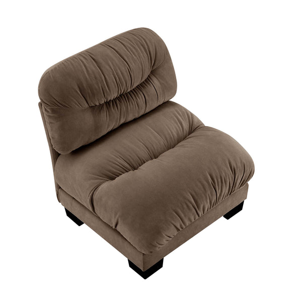 English Elm Flora Armless Chenille Sofa Pleated Back Modular Seating for Compact Living Rooms Brown W5656P454504