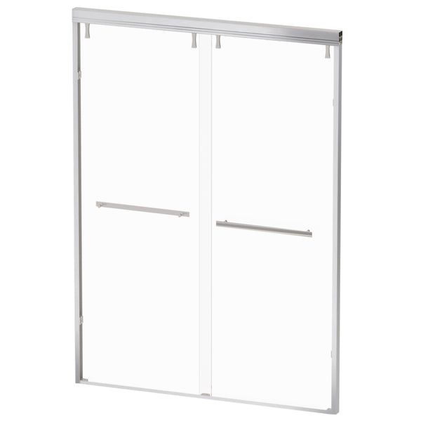 English Elm 44 to 48 Inch Semi Frameless Double Sliding Shower Door with Clear Tempered Safety Glass Brushed Nickel W1920P228060