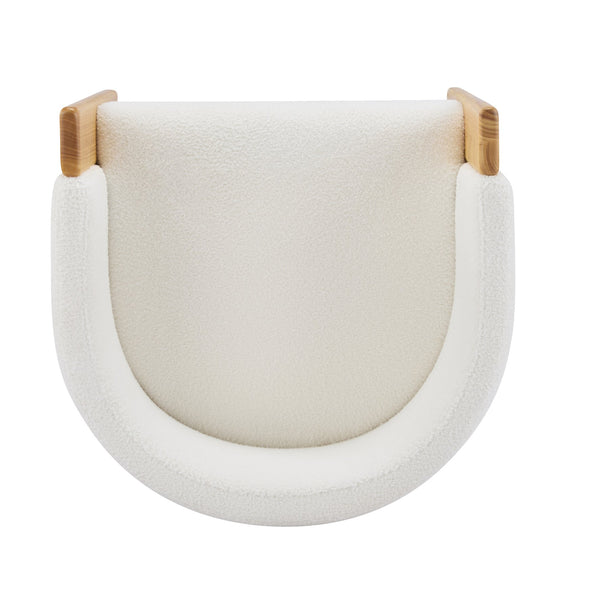 English Elm Christopher Knight Home® - Upholstered Natural Rubber Wood Dining Chairs Set of 2 with White Boucle, Modern Armchairs, 225lbCapacity N779P341538W