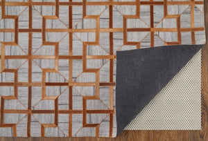 Feizy Rugs Fannin Hand Woven Geometric Rug - Rustic Meets Modern With Viscose And Leather For Elegant Spaces Tan,Brown,Gray Viscose,Leather 7380756fsudslth50