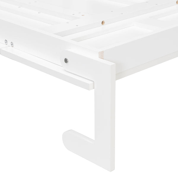 English Elm Queen Murphy Wall Bed with Velvet Sofa Built in Shelves Cabinets and Reading Lights White LP000393AAK