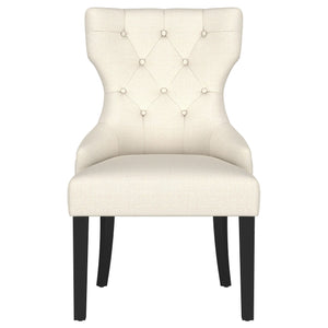 English Elm 1pc Modern Tufted Wingback Dining Chair with Curved Barrel Back, Nailhead Trim, Plush Upholstery Comfort Beige,Black 28.74 L x 27.95 W x 25.2 H B011P301371