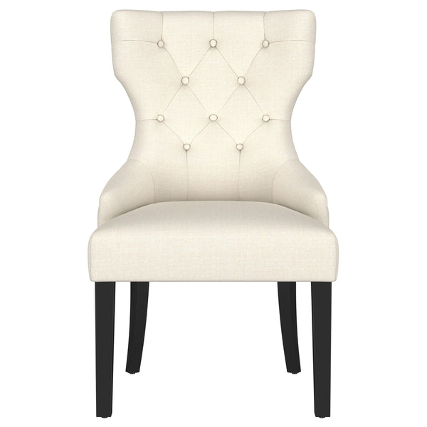 English Elm 1pc Modern Tufted Wingback Dining Chair with Curved Barrel Back, Nailhead Trim, Plush Upholstery Comfort Beige,Black 28.74 L x 27.95 W x 25.2 H B011P301371