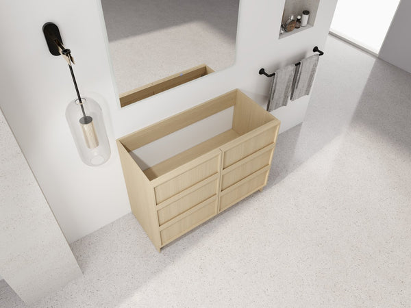 English Elm 42" Freestanding Bathroom Vanity Plywood Build Soft-close Doors Dune Oak Finish W999P392896