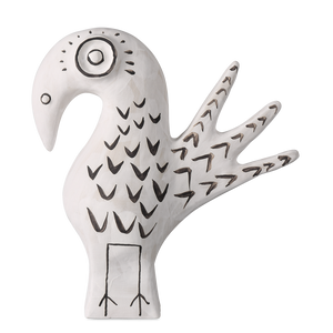 Norman the Peacock: Exquisite Handmade Porcelain Vessel with Whimsical Black Details, 12” Tall