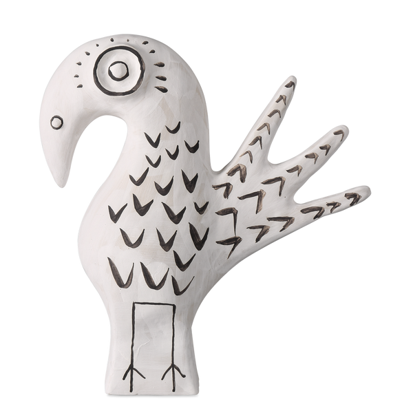 Norman the Peacock: Exquisite Handmade Porcelain Vessel with Whimsical Black Details, 12” Tall