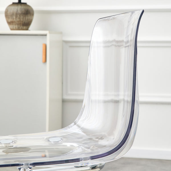 English Elm Transparent Polycarbonate Dining Chair Set of 4 with Arched Steel Frame Modern Style W2920P411151