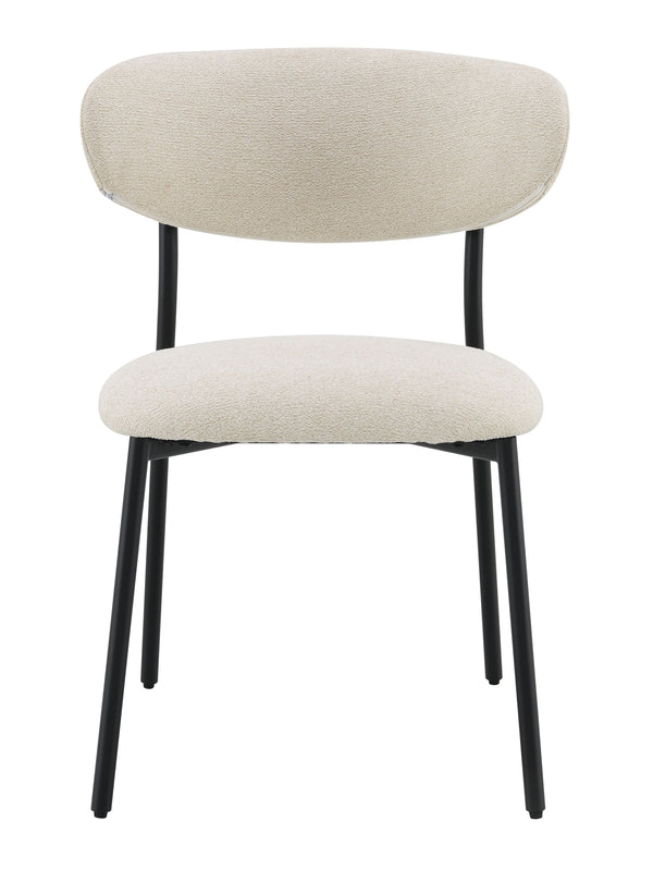 English Elm Jirina Beige Chenille Side Chair Set of 2 — Padded Back & Seat, Folding Arm, Metal Legs, 220lb Capacity B2726P400284