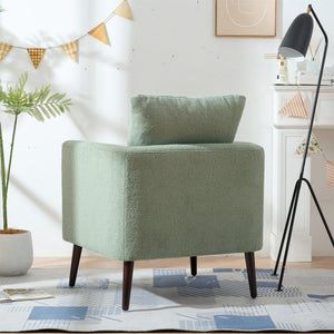 English Elm Modern Accent Chair Upholstered Armchair with Chenille Fabric, Ergonomic Padded Seat, Wood Legs for Living Room Seating Comfort and Stylish Mid Century Flair Green W1028P236497