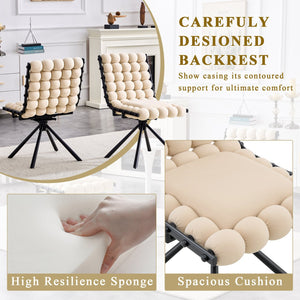 English Elm Set of 2 Dutch Velvet Bubble Backrest Dining Chairs with Sculptural Tufted Design Beige,Black W3875P370840