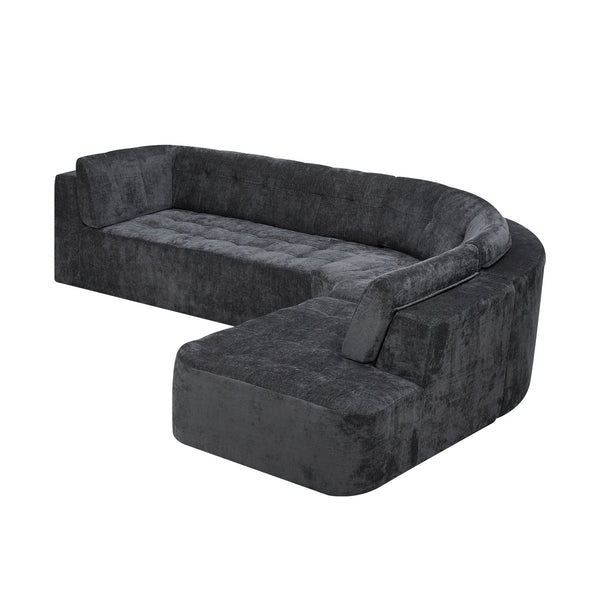 English Elm 119'' Curved L-shaped Sectional with Button Tufting and Pocket Spring Seating N760S0000048E