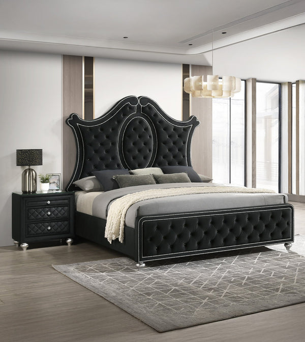 English Elm 1pc Classic Two-Drawer Nightstand with Brushed Nickel Pulls — Compact Wooden Bedside Storage, No Assembly Required Black 27.95 L x 18.11 W x 27.56 H B2741P329273