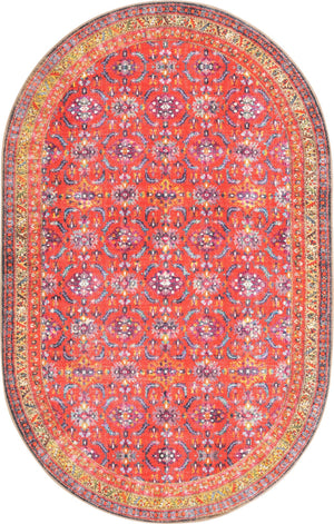 Unique Loom Timeless John Machine Made Floral Rug Red, Beige/Black/Blue/Ivory/Violet/Gold/Green 5' 1" x 8' 0"