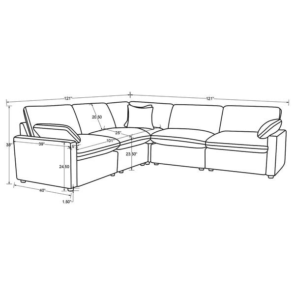 English Elm Hollander Modular Fabric Sectional with Three Power Recliners for Flexible Living Rooms B062S01810