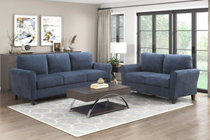 English Elm Contemporary Blue Chenille Three Seat Sofa Pocket Coil Foam Living Room Seating B011P474397