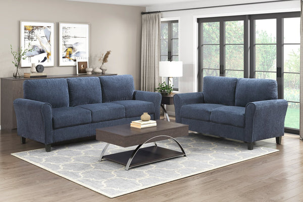 English Elm Contemporary Blue Chenille Three Seat Sofa Pocket Coil Foam Living Room Seating B011P474397