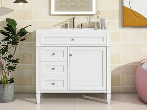English Elm 36'' Modern Bathroom Vanity With Ceramic Sink, Soft-Close Drawers, Ample Storage & Elegant Design N710P230246K