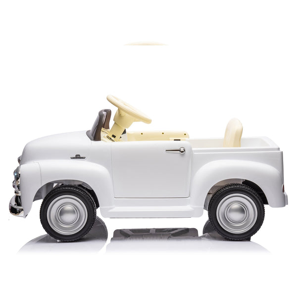 English Elm 12v Chevrolet 3100 Licensed Vintage Pickup Ride on Truck with Led Lights and Parent Remote White W1578P214179