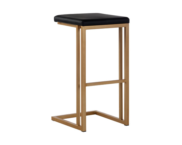Sunpan Boone Modern Industrial Backless Stool Set of 2 - Durable Cantilever Design for Home or Bar Use Champagne Gold / Onyx