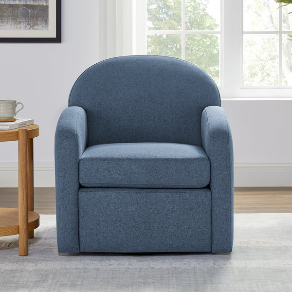 English Elm Edie Modern Blue Swivel Chair - Plush Coil Spring Seat, Hemp-Like Durable Fabric, 360° Comfort, No Assembly Required B050P322598
