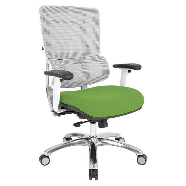 OSP Home Furnishings White Mesh Ergonomic Manager Chair with Lumbar Support and Adjustable Arms for Office Green 99661W-6
