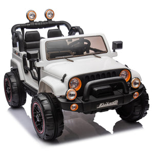 English Elm 24v Kids Electric Ride on Car with Parental Remote Rear Suspension and Bluetooth Audio White W1578P228746
