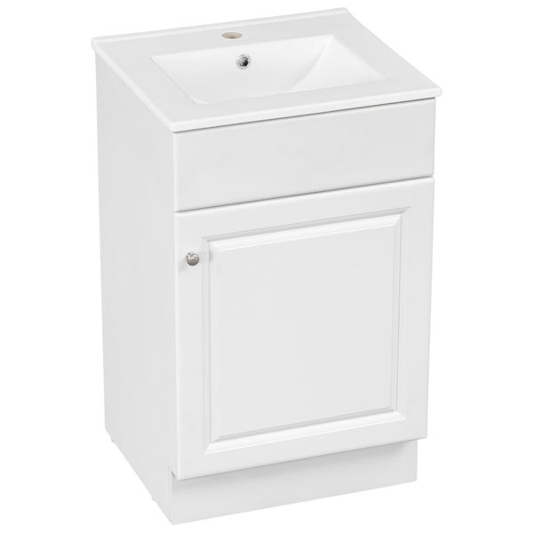 English Elm Christopher Knight Home® - 20" Bathroom Vanity with Ceramic Sink and Soft-Close Door, Gold Knob, Adjustable Shelf Storage White N759P237946K
