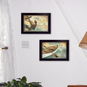 English Elm "memories at the Lake" 2-panel Framed Nature Print Black Wood Wall Art Set B06786867