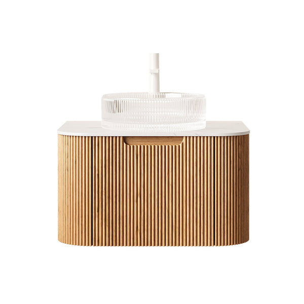 English Elm Dina Floating Bathroom Vanity with Sintered Stone Top and Crystal Glass Basin W2615S00235