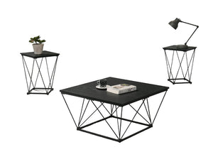 English Elm Contemporary 3-Piece Table Set With Angular Metal Base – Sleek Black Finish For Modern Living Spaces B2741P391802