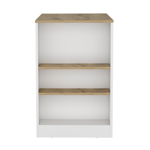 English Elm Portree Kitchen Island With Multi-Functional Design, 3 Shelves For Storage & Stylish Dining Space B200P188817-GIGA