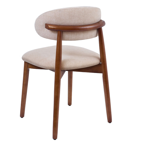 English Elm Beige Cotton Linen Armless Dining Chairs with Oak Legs Ergonomic Set of 2 W5815P476385