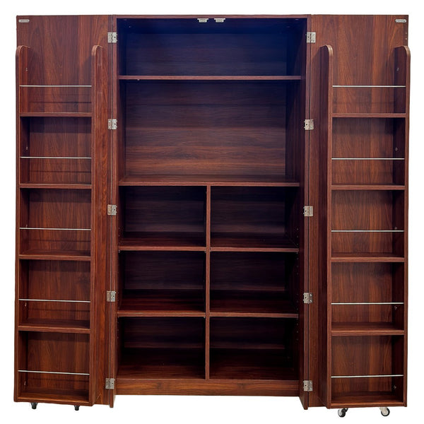 English Elm Kitchen Farmhouse Pantry Cabinet Tall Freestanding Three Door Pull Out Organizer W331S00211