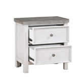 English Elm White and Gray Finish 1 Piece Bedroom Nightstand Of 2 Drawers Classic Design Wooden Furniture