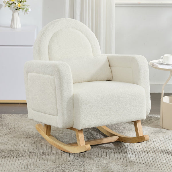 English Elm Christopher Knight Home® - Accent Rocking Chair In Cream Teddy Velvet - Ergonomic Design, Gentle Rocking, Ultimate Comfort! N765P263907W