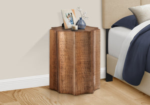 English Elm Accent Table - Hand-Crafted Copper Metal Drum With Scalloped Design, Perfect For Living Spaces & Style B2710P219443